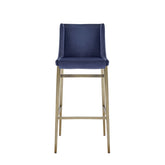 Modrest Mimi Contemporary Blue Velvet & Antique Brass Bar Stool (Set Of 2) Model VGGAGA-6544CH-BLU-BS